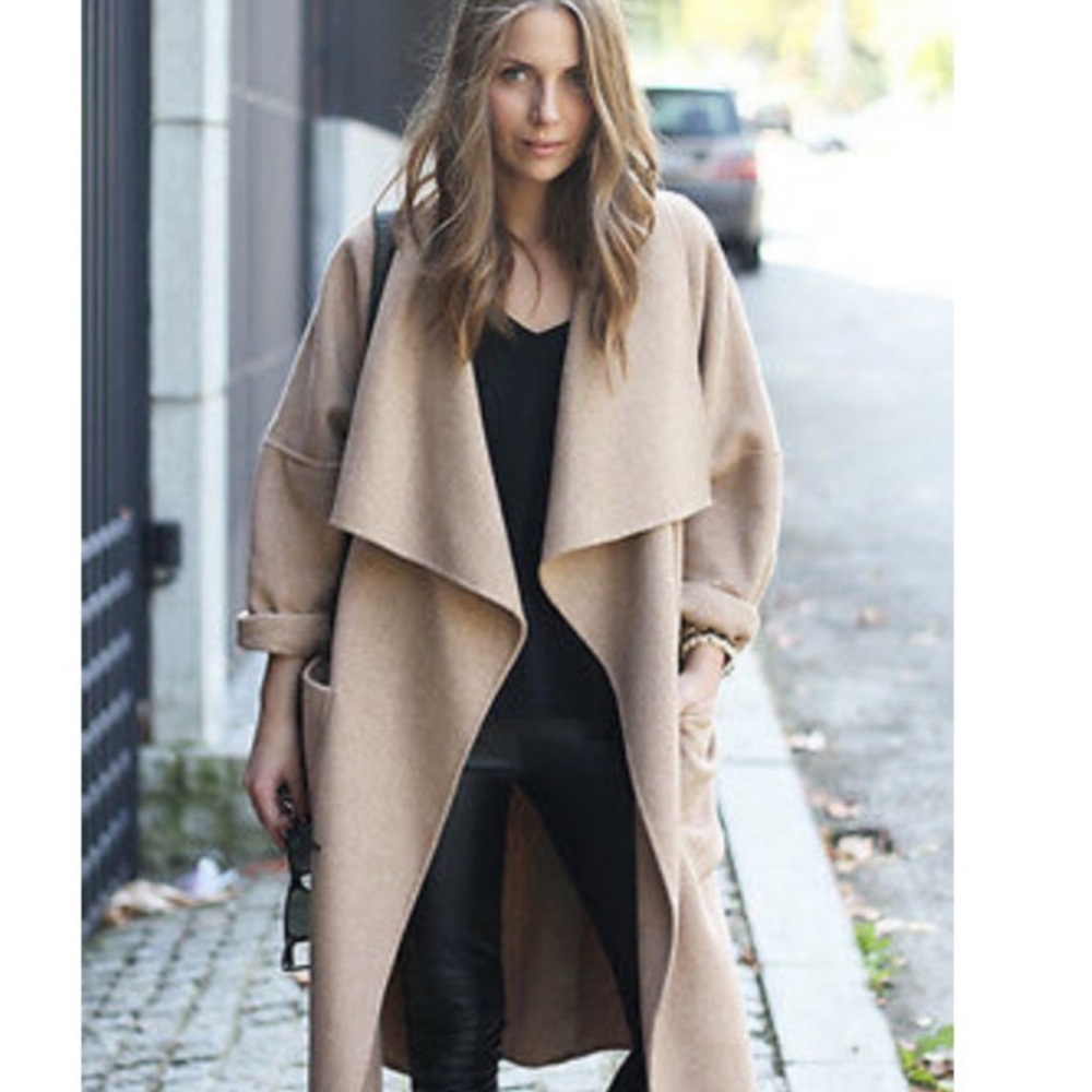 New Mango Mng Camel Wrap Drape Camel Coat - image 1